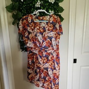 NBW Cato Orange Red Flutter Sleeve Sundress